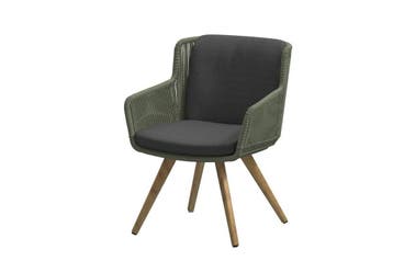 4 Seasons Outdoor Flores tuinstoel groen met teak onderstel, Nieuw
