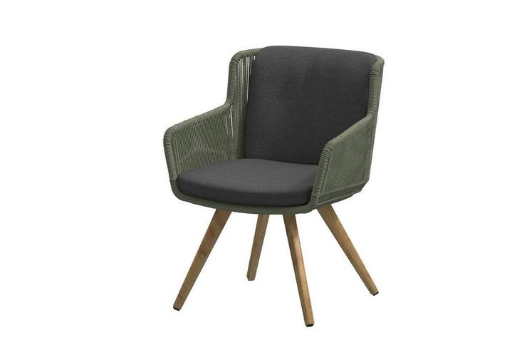 4 Seasons Outdoor Flores tuinstoel groen met teak onderstel, Tuin en Terras, Tuinsets en Loungesets