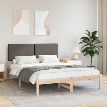 vidaXL Bedframe met Gevoerde Hoofdbord Taupe 140 x 190 cm, Verzenden, Nieuw