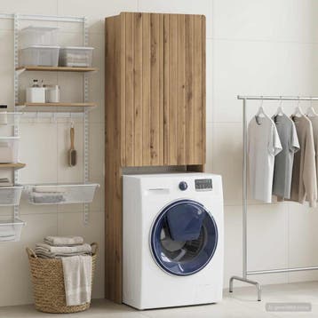 vidaXL Toiletkast ZWOLLE Artisanaal eiken 66 x 25,5 x 190 cm, Verzenden, Nieuw