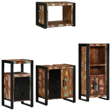 vidaXL Badkamermeubel Set met lade 4 pcs Massief, Verzenden, Nieuw