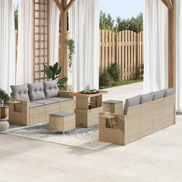 vidaXL Tuinbank Set 10 st 7-Aantal zitplaatsen Beige en, Verzenden