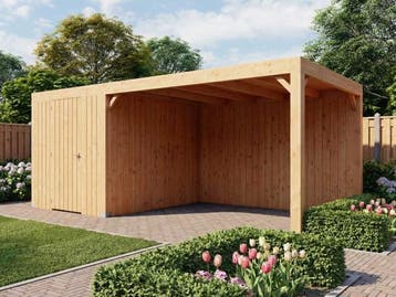Veiling - Terrasoverkapping met berging 314x750x244cm, Tuin en Terras, Nieuw