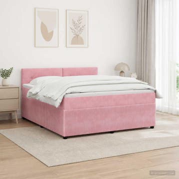 vidaXL Boxspringbed met matras Roze 160 x 200 cm Fluweel, Verzenden