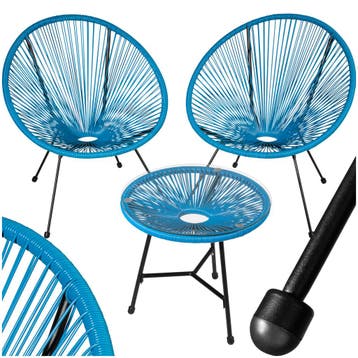 Set van 2 stoelen Santana met tafel - blauw, Verzenden