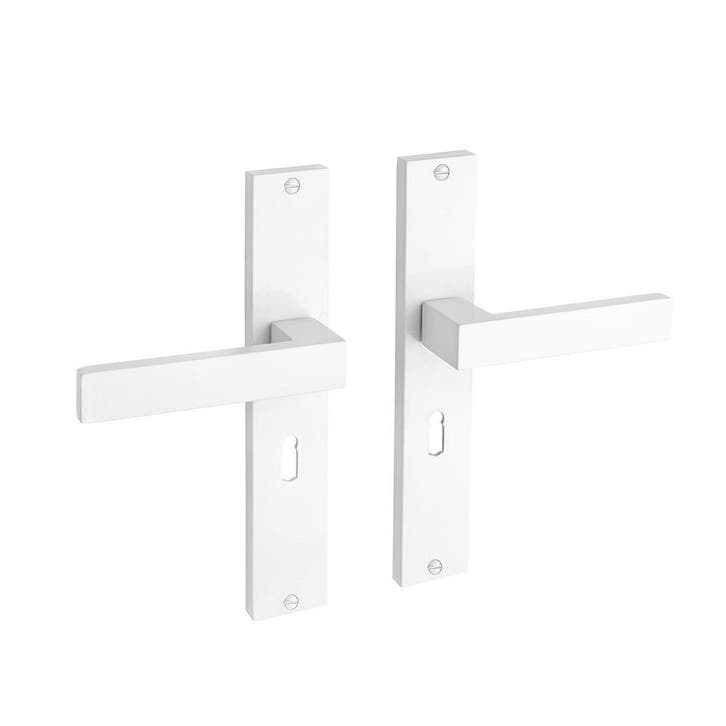 Witte deurklink Lusso geveerd op schild sleutelgat 55mm -..., Doe-het-zelf en Bouw, Hang- en Sluitwerk, Klink of Kruk, Nieuw, IJzer