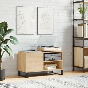 vidaXL Platenkast 85x38x48 cm bewerkt hout sonoma, Huis en Inrichting, Woonaccessoires | Cd- en Dvd-rekken, Verzenden, Nieuw