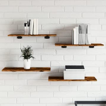 vidaXL Wandschappen 4 st 60x30x1,5 cm bewerkt hout gerookt, Verzenden