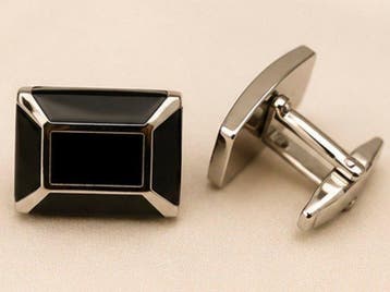 Genteel Black Obsidyan Paire de boutons de manchette