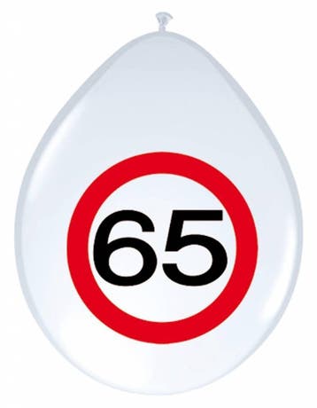 Ballonnen 65 Jaar Verkeersbord 30cm 8st, Hobby en Vrije tijd, Verzenden, Nieuw