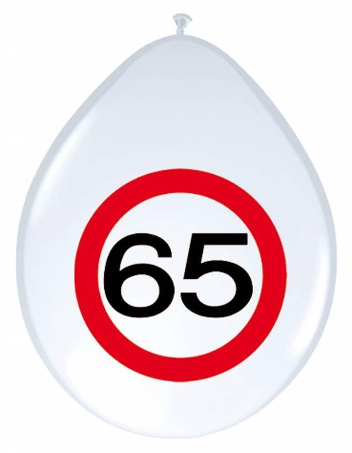 Ballonnen 65 Jaar Verkeersbord 30cm 8st, Hobby en Vrije tijd, Feestartikelen, Nieuw, Verzenden