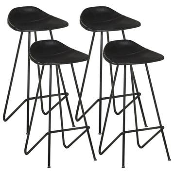 4x Barkruk Leer Zwart | Tweede kansje | OP = OP (barkrukken), Verzenden, 60 tot 90 cm, Zo goed als nieuw, Metaal