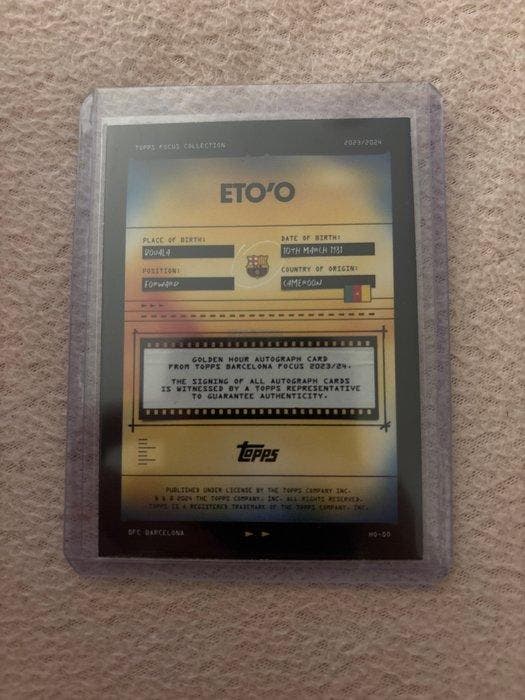 Topps Topps Focus Collection Samuel Etoo Gesigneerde kaart, Verzamelen, Stickers