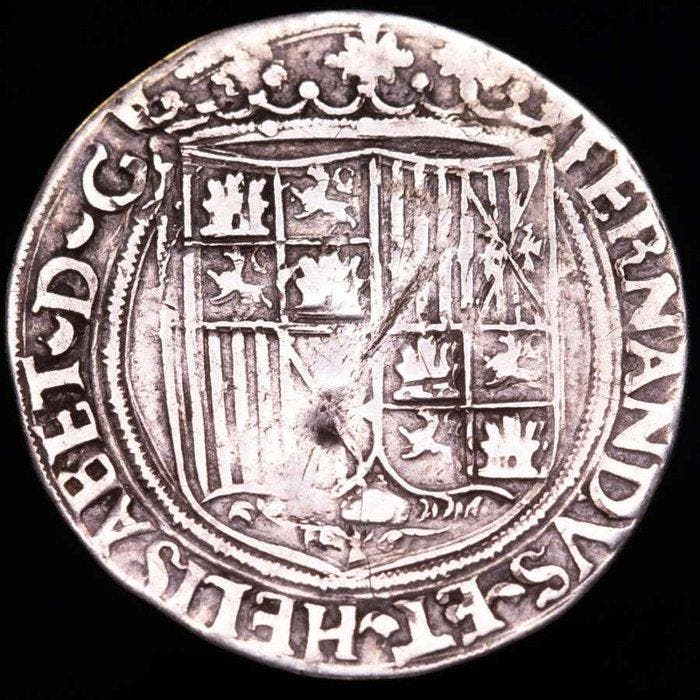 Spanje. Carlos I. Real Acuñado en Toledo, marca de ensayador, Timbres & Monnaies, Monnaies | Europe | Monnaies non-euro