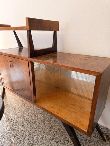 Armoire de bureau - Bois - Meuble-bar vintage, Antiquités & Art