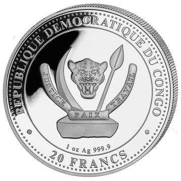Congo. 20 Francs 2025 – Prehistoric II: Megalodon – 1 oz