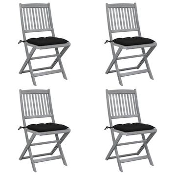 vidaXL Set van 4 klapstoelen met kussens, gemaakt van, Verzenden, Nieuw