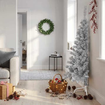 vidaXL Kunstkerstboom met standaard half 150 cm PVC roze, Verzenden, Nieuw