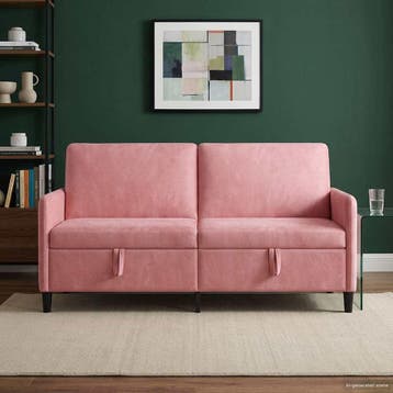 vidaXL Sofa met Opbergruimte Roze 172 x 78 x 87 cm Polyester, Verzenden, Nieuw