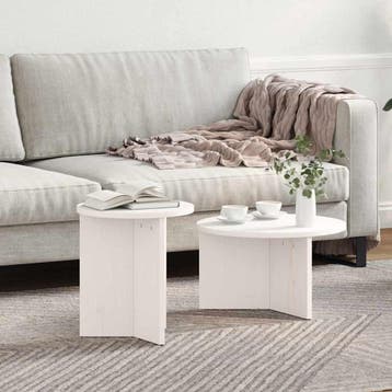 vidaXL Salontafel 2 st Wit 49 x 49 x 28 cm Massief, Verzenden, Nieuw