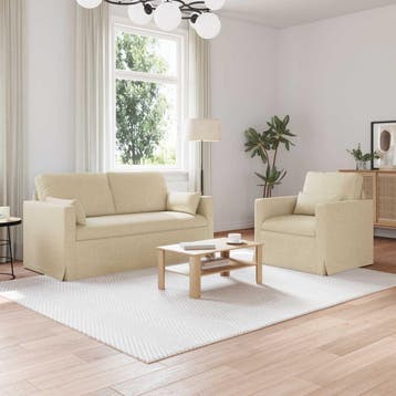 vidaXL bank / zetelstel 2 st Crème Stof, Huis en Inrichting, Zetels | Zetels, Verzenden, Nieuw