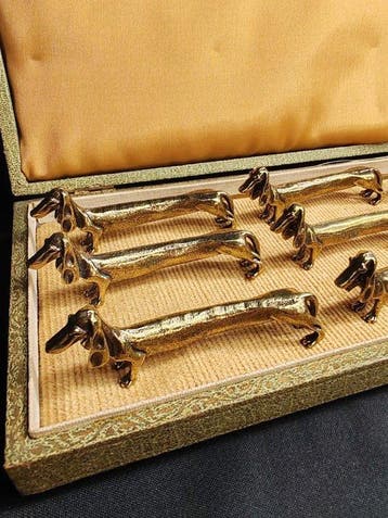 Messensteun (12) - Verguld messing, Antiek en Kunst