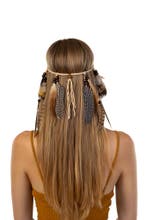 Hoofdband Veren Bruin Beige Ibiza Hippie Indiaan Haarband Ve, Ophalen of Verzenden, Nieuw