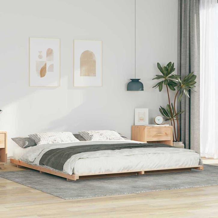 vidaXL Bedframe Bruin 180 x 210 cm Massief grenenhout, Maison & Meubles, Chambre à coucher | Lits, Envoi