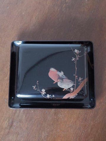 Doos - Antieke Japanse lakwerk-Jubako-doos met vogels en