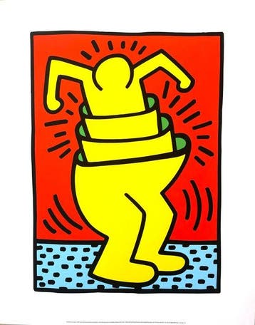 Keith Haring - Untitled (cup man) - Giclée - 60x47 -, Antiek en Kunst
