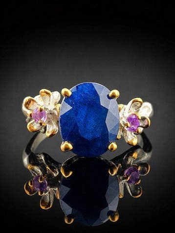 Zonder minimumprijs - Ring Ovale Saffier Ring - 925 Zilver -