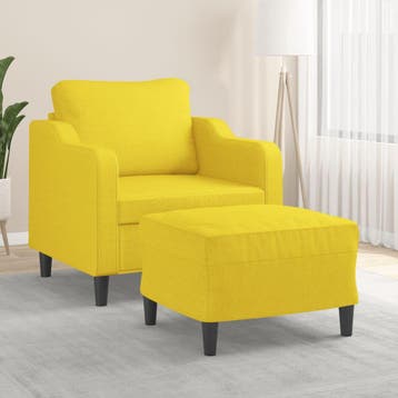 vidaXL Fauteuil met voetenbank / zetel 60 cm stof lichtgeel, Verzenden, Nieuw