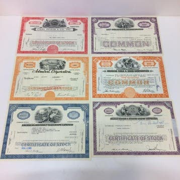 États-Unis dAmérique. 50 Historic Bonds & Shares 1933-1979, Antiek en Kunst