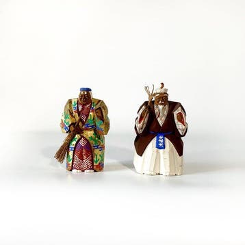 Takasago Couple Wood Carving Pair With Original Tomobako Box