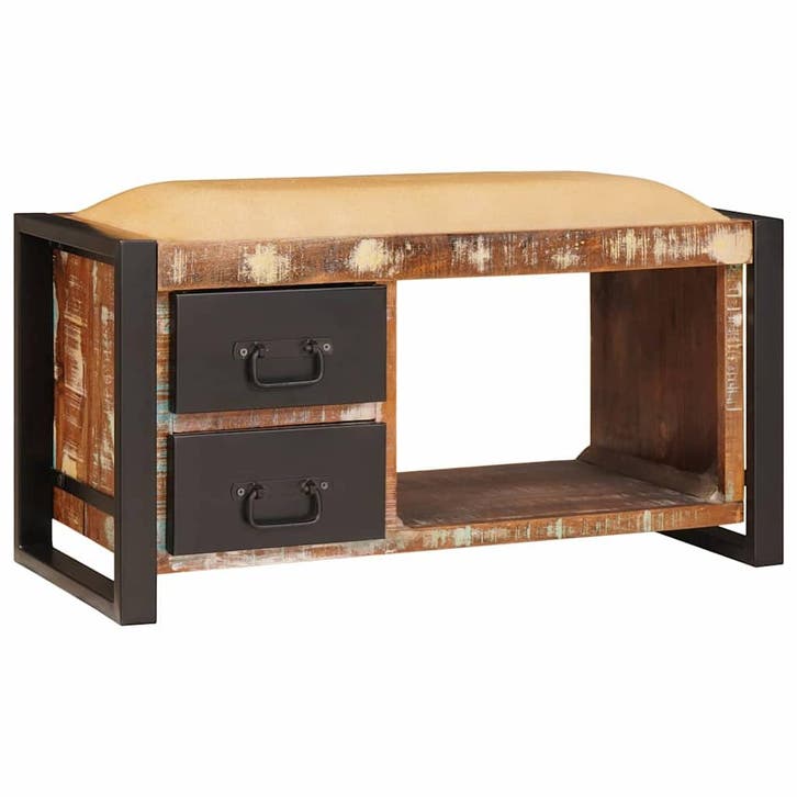 vidaXL Opslagbank Multikleur 80 x 35 x 40 cm Massief, Huis en Inrichting, Overige Huis en Inrichting, Nieuw, Verzenden