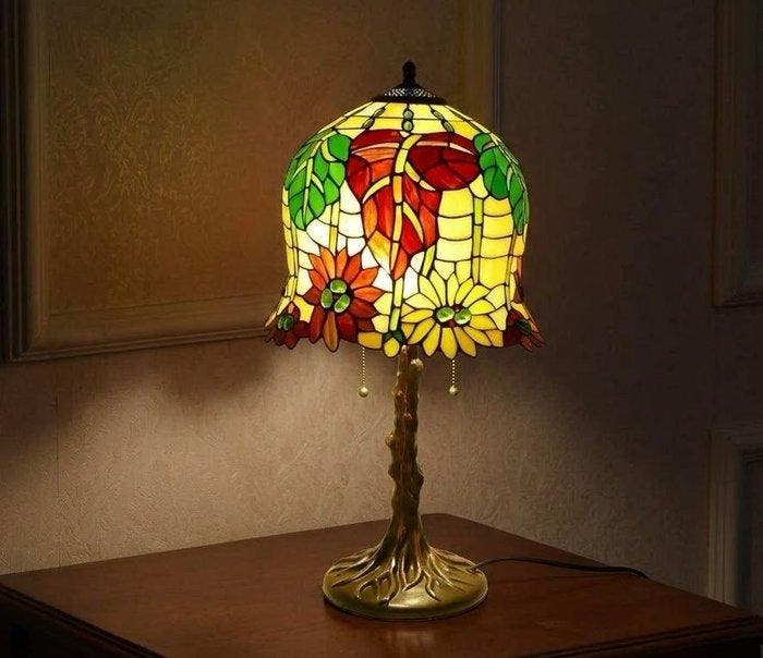 Lampe de table - Vitrail, Antiquités & Art, Curiosités & Brocante