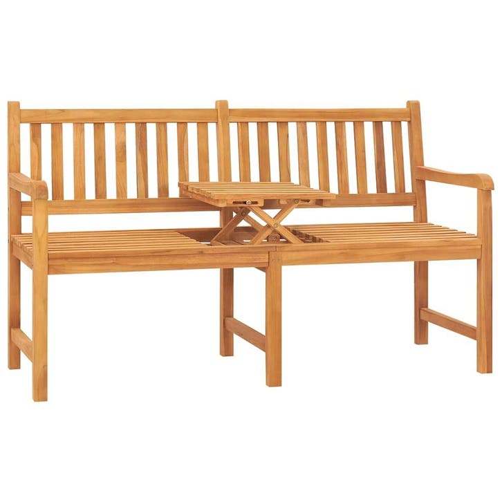 vidaXL Tuinbank met tafel 3-zits 150 cm massief teakhout, Tuin en Terras, Tuinsets en Loungesets, Nieuw, Verzenden