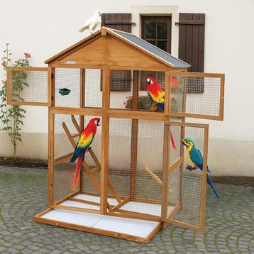 Lendo Online Volière Extérieure 115x58x164 cm Bois Marron, Animaux & Accessoires