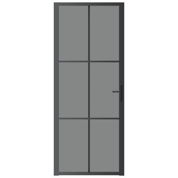 vidaXL Binnendeur 83x201,5 cm ESG-glas en aluminium zwart, Verzenden