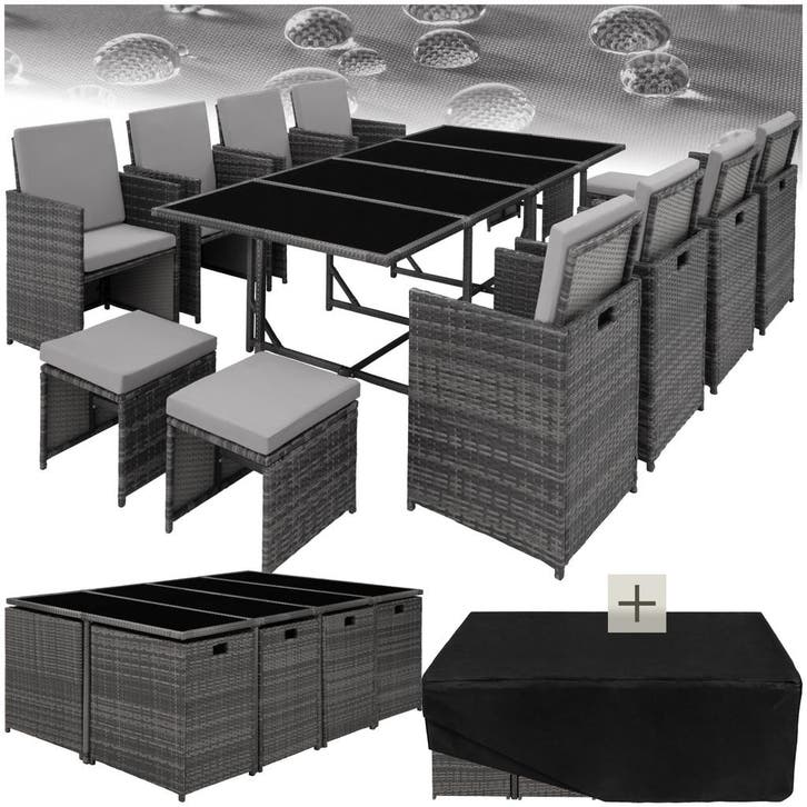 Wicker zitgroep Palma 8+4+1 met beschermhoes, Jardin & Terrasse, Ensembles de jardin, Envoi