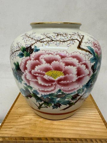 Japanse vintage vaas Kutani Kaga   keramiek breedte 18, Antiek en Kunst