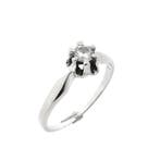Witgouden solitairring met diamant 0,17 ct., Handtassen en Accessoires, Ringen, Gebruikt, Overige kleuren, Ophalen of Verzenden