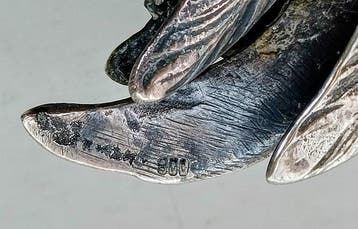 Beeldje, Cockfighting - 1920s - 12.5 cm - .800 zilver