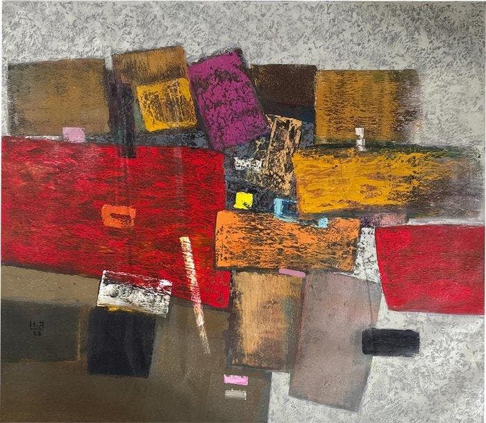 Hoang A (1984) - Structure 120 140 cm, Antiquités & Art, Art | Peinture | Moderne