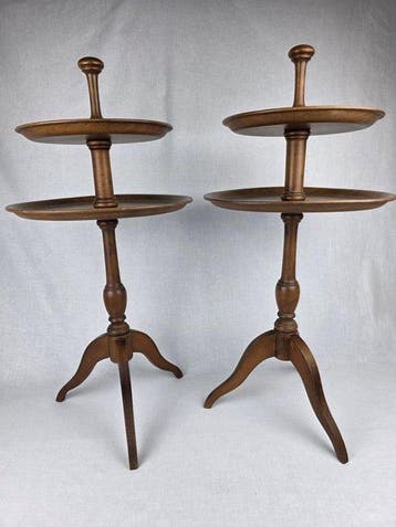 Dienblad - Hout - Set van twee bijzettafels / etagère