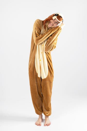 KIMU® Onesie Luiaard Pak S-M of 158-164 Luiaardpak Kostuum B, Ophalen of Verzenden, Nieuw