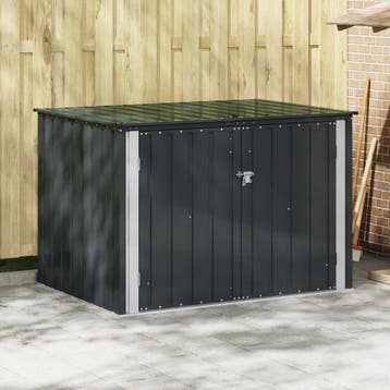 vidaXL Tuinopslagdoos Zwart 151,5 x 107 x 100 cm Staal, Tuin en Terras, Verzenden, Nieuw
