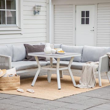 Loungeset 2 delig wit | lichtgrijze kussens, Tuin en Terras, Tuinsets en Loungesets, Verzenden, Nieuw, 5 zitplaatsen