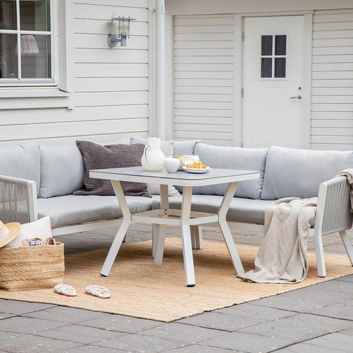 Loungeset 2 delig wit | lichtgrijze kussens, Jardin & Terrasse, Ensembles de jardin, Envoi