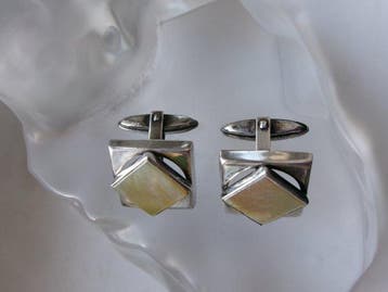 Argent, Nacre - Boutons de manchette - Art déco